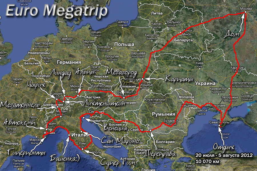 Euro Megatrip, дорожные заметки